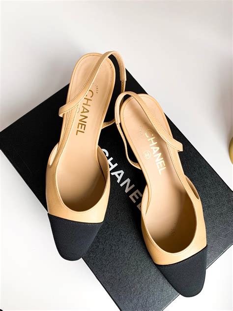 chanel slingback beige and black.